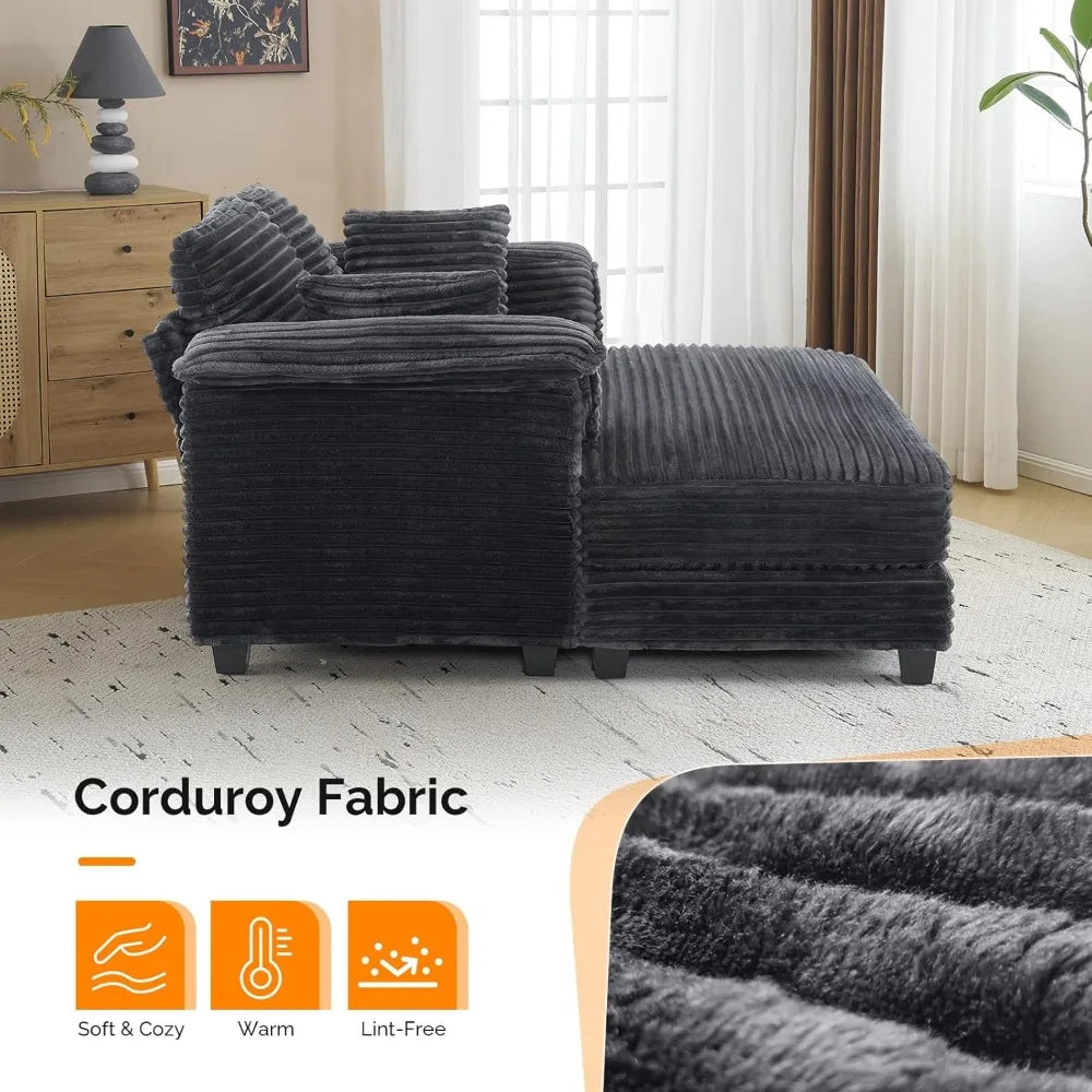 Lounge Chair, Oversized Reading Chair Corduroy Sofa Recliner Bed