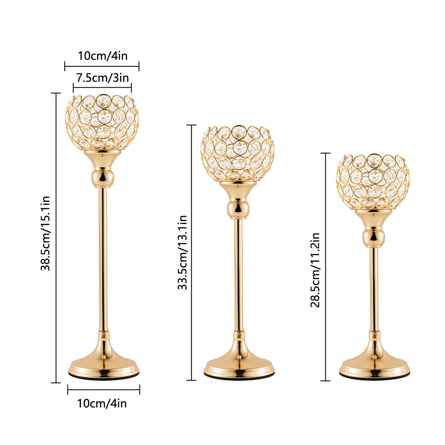 Gold and Silver Crystal Holders for Wedding Centerpieces, 5PCs per Set