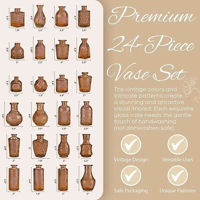 Bud Flower Vase Set, Clear Glass Vases