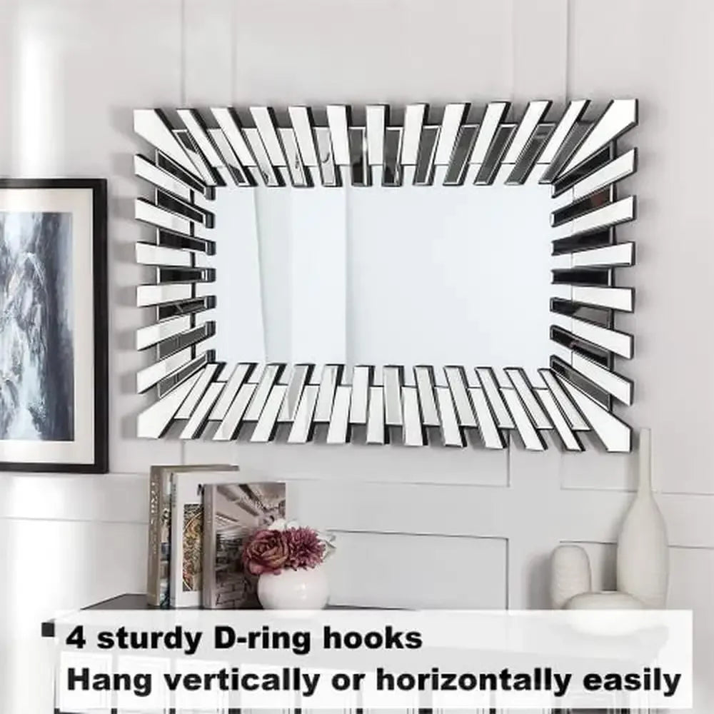 Large 40" Silver Fountain Starburst Wall Mirror