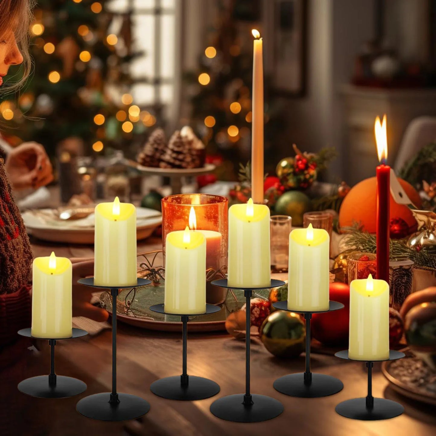 2.7''/4''/6'' Holder 6 Pcs Fireplace Candles For Inside Fireplace