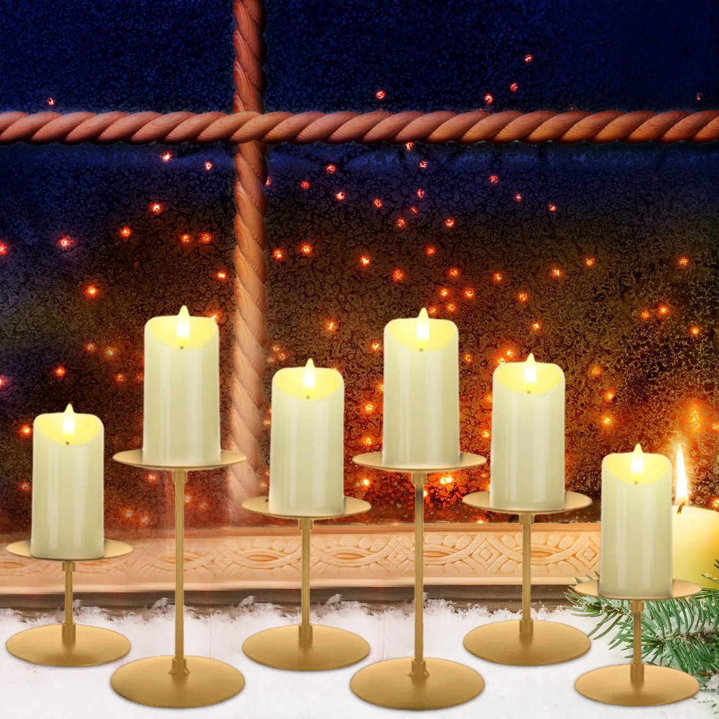 2.7''/4''/6'' Holder 6 Pcs Fireplace Candles For Inside Fireplace