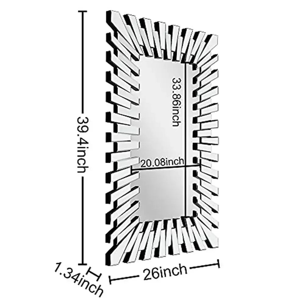 Large 40" Silver Fountain Starburst Wall Mirror