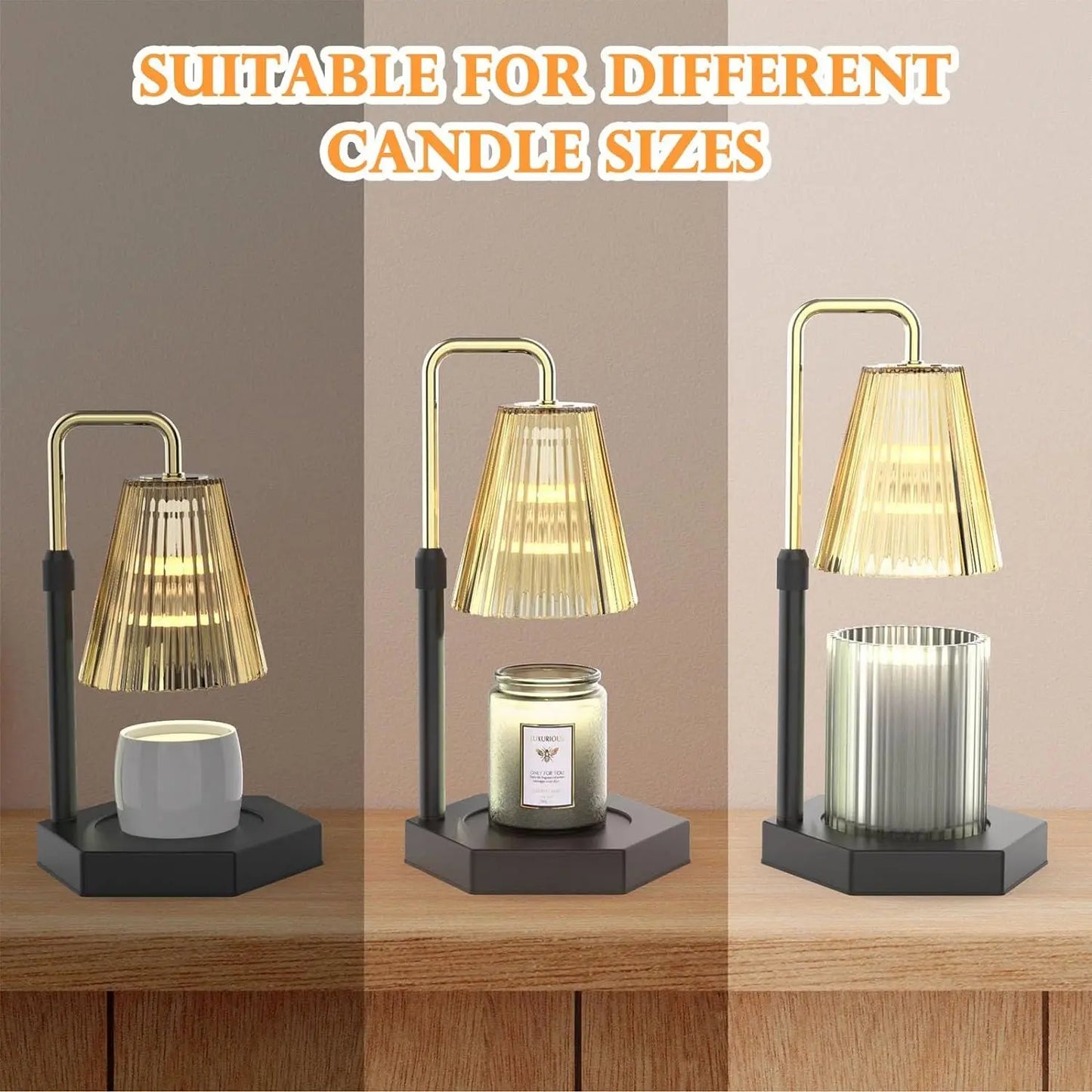 Candle Warmer Lamp with Timer & Dimmer, Height Adjustable Electric