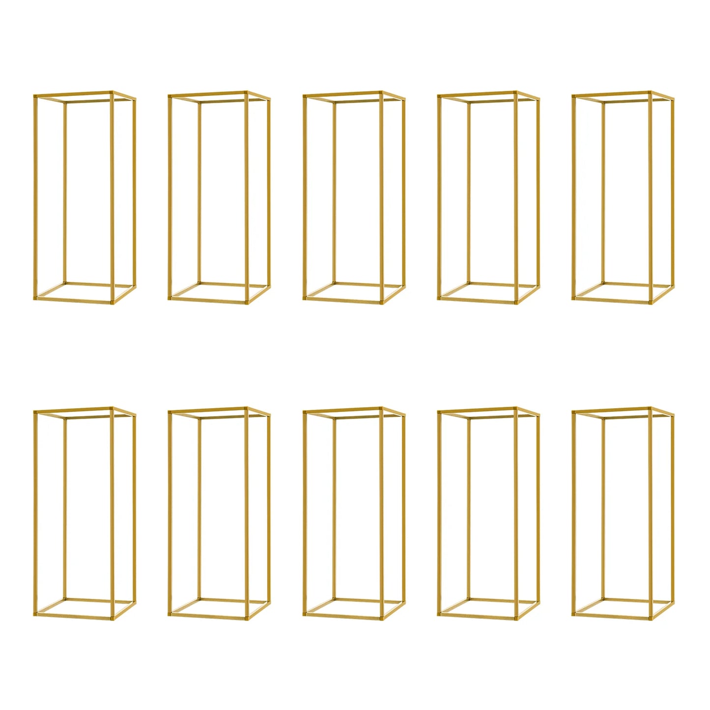23.62in/ 60cm Tall Floor Vase 10 Pcs Rectangular Metal Flower Stand, Gold