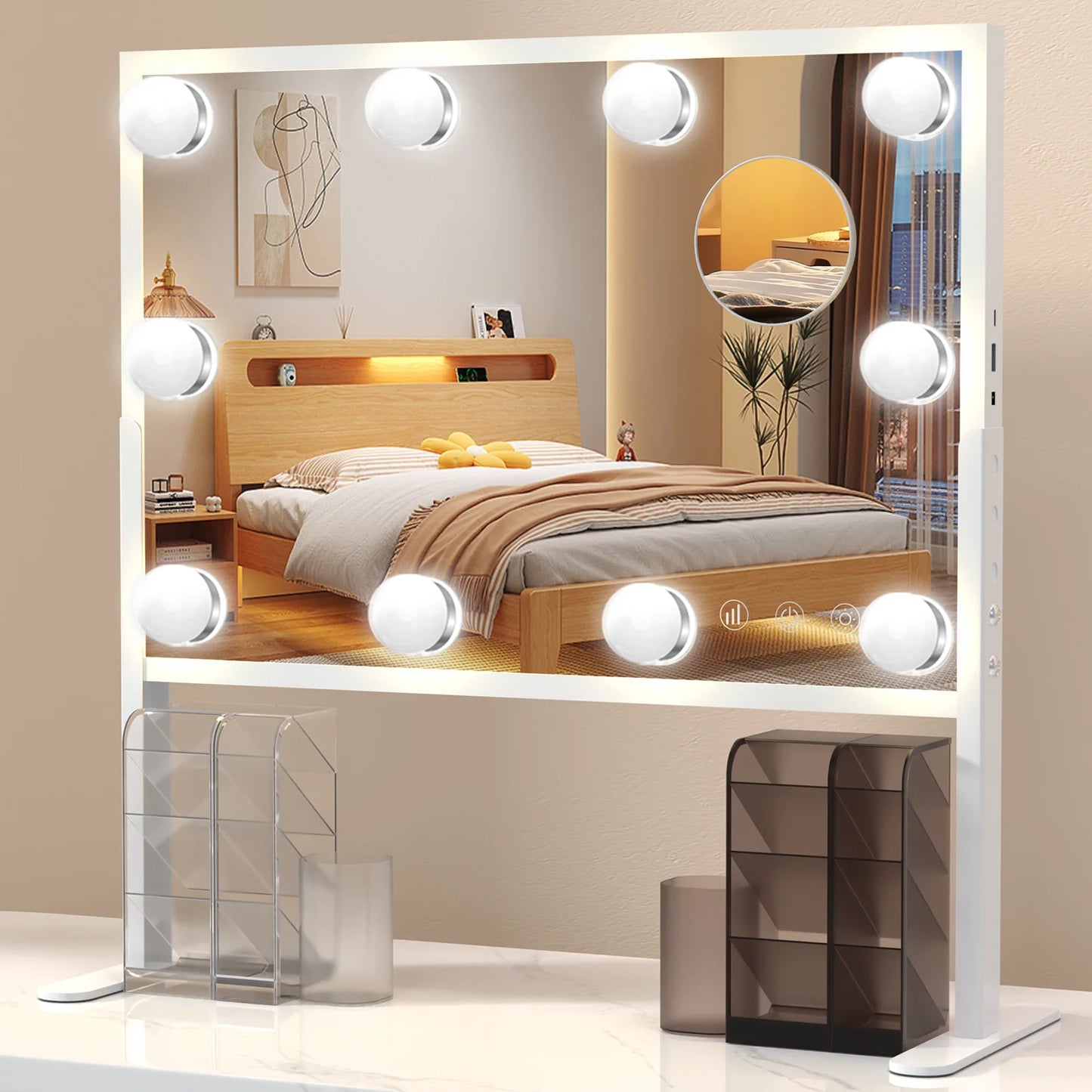 23.6'' x 22.4'' Height Adjustable Makeup Hollywood Mirror with 3 Color Modes