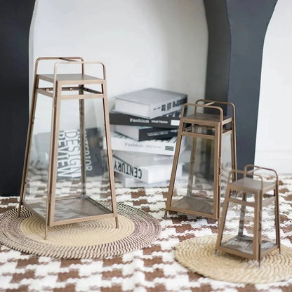 Metal and Glass Lantern Brown New Metal Lantern in Wholesale Price Latest Candle Votive New Metal Candle Lantern