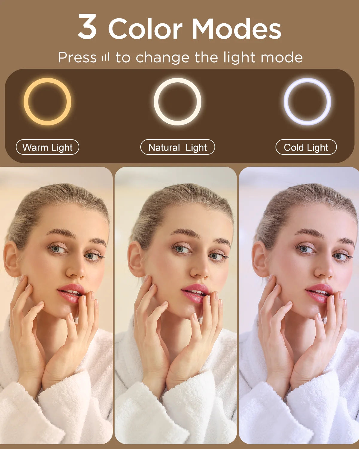 23.6'' x 22.4'' Height Adjustable Makeup Hollywood Mirror with 3 Color Modes