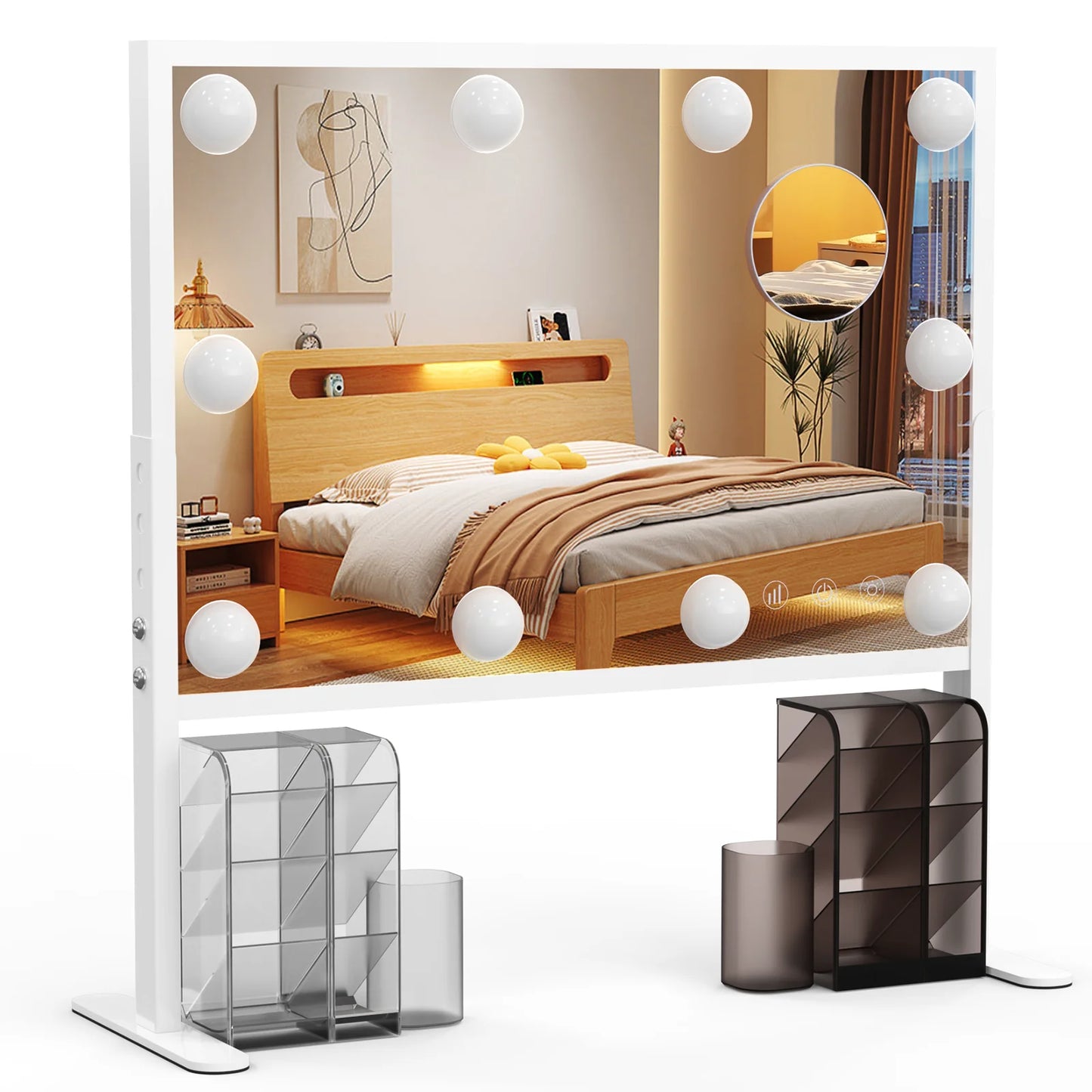 23.6'' x 22.4'' Height Adjustable Makeup Hollywood Mirror with 3 Color Modes