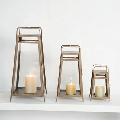 Metal and Glass Lantern Brown New Metal Lantern in Wholesale Price Latest Candle Votive New Metal Candle Lantern