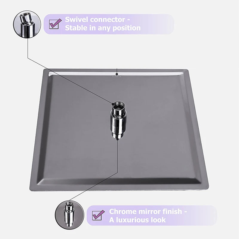 16 inch Big Rainfall Chrome Light Bathroom Shower Head
