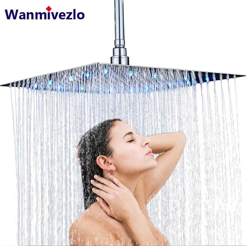 16 inch Big Rainfall Chrome Light Bathroom Shower Head