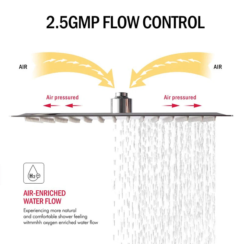 16 inch Big Rainfall Chrome Light Bathroom Shower Head