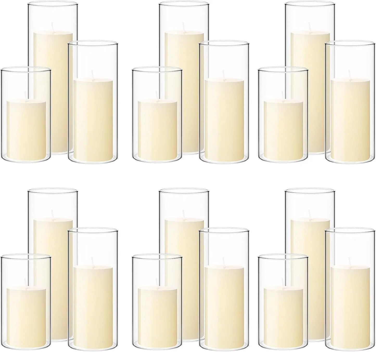 36 Pcs Pillar Candles and Glass Cylinder Vases