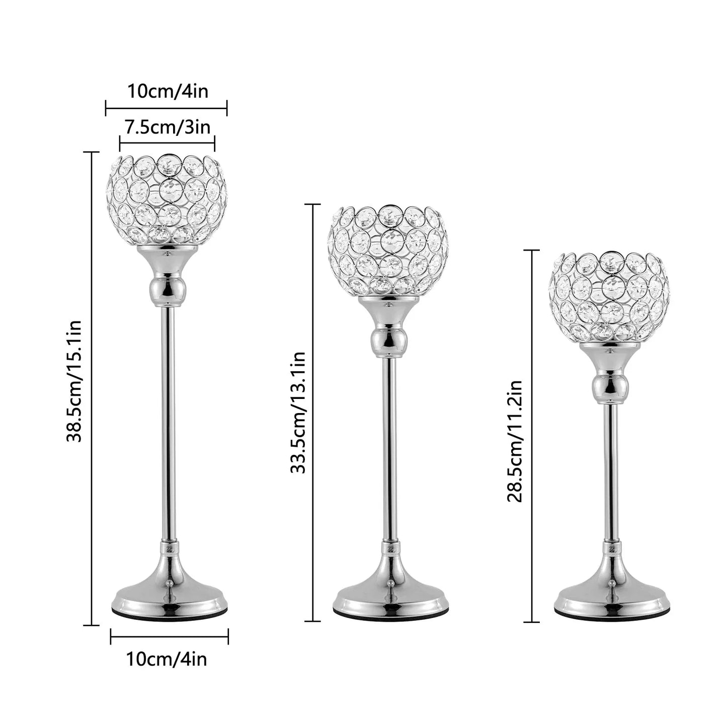 Gold and Silver Crystal Holders for Wedding Centerpieces, 5PCs per Set