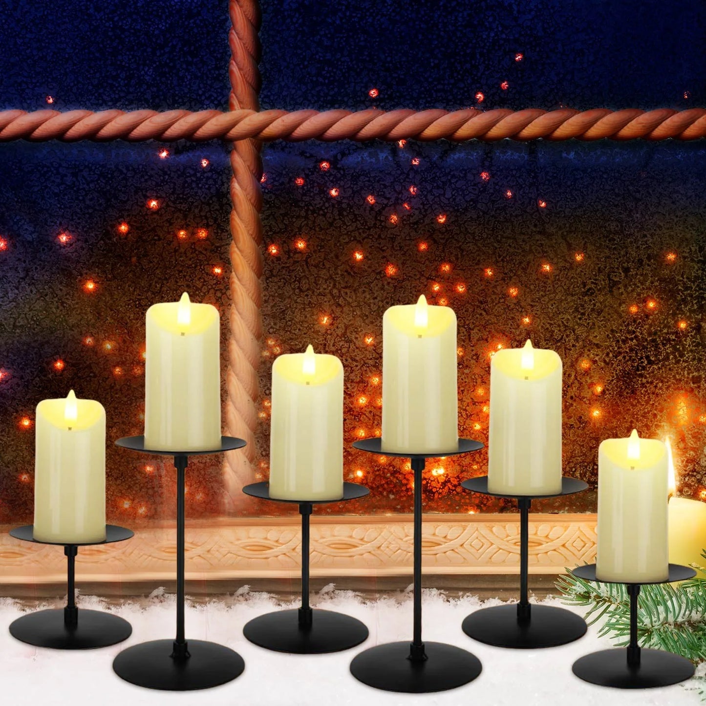 2.7''/4''/6'' Holder 6 Pcs Fireplace Candles For Inside Fireplace