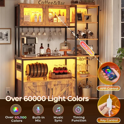 45.3 Inch Bakers Rack with Power Outlet and LED Light