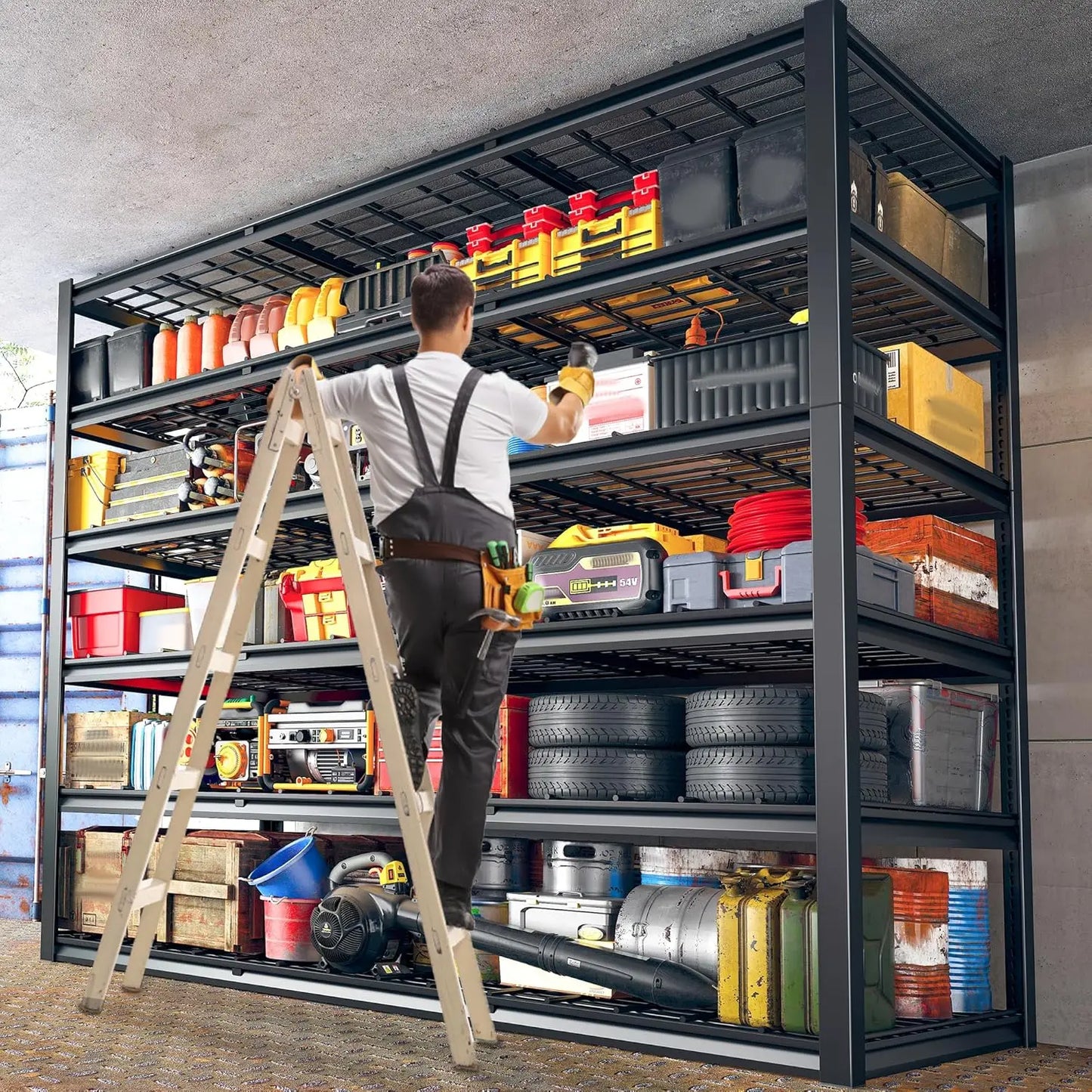 60" W x 84" H x 24" Storage Shelves 6 Tier Metal Adjustable