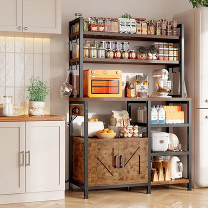 6-Tier Coffee Bar with Storage Cabinet