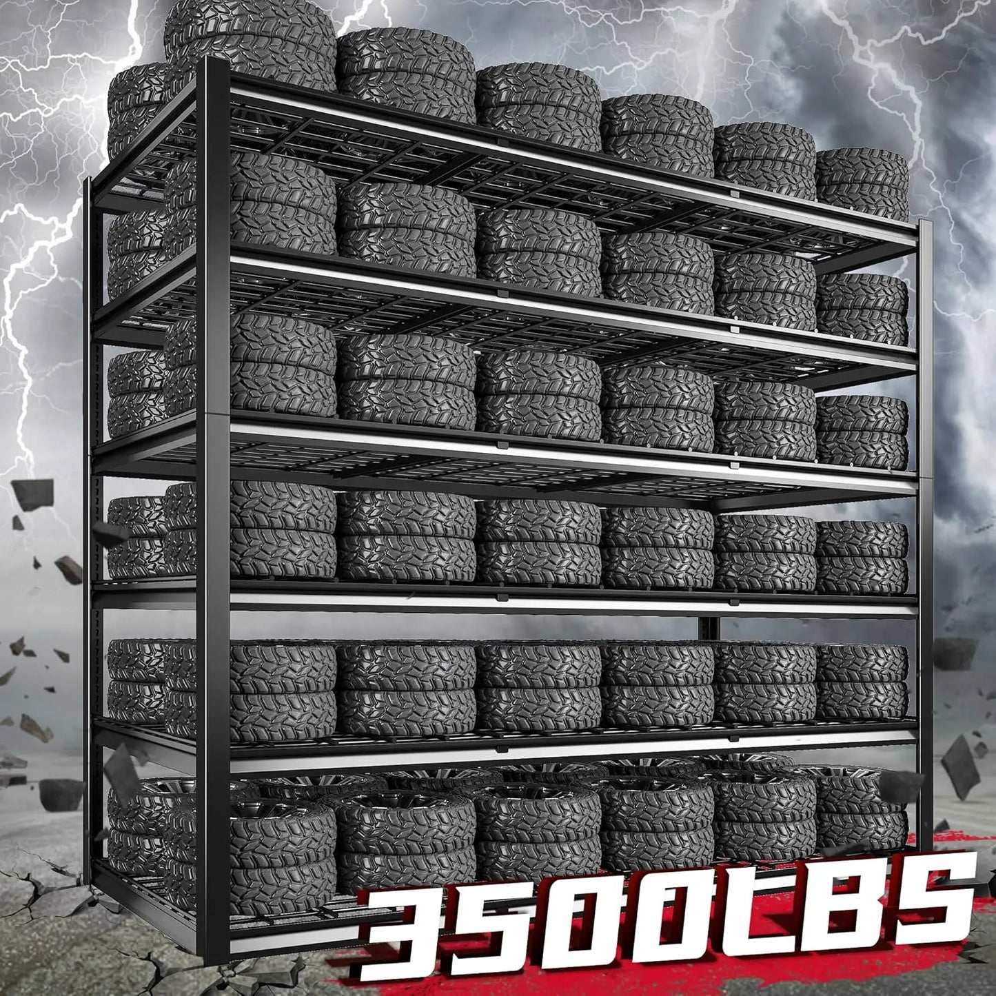 60" W x 84" H x 24" Storage Shelves 6 Tier Metal Adjustable