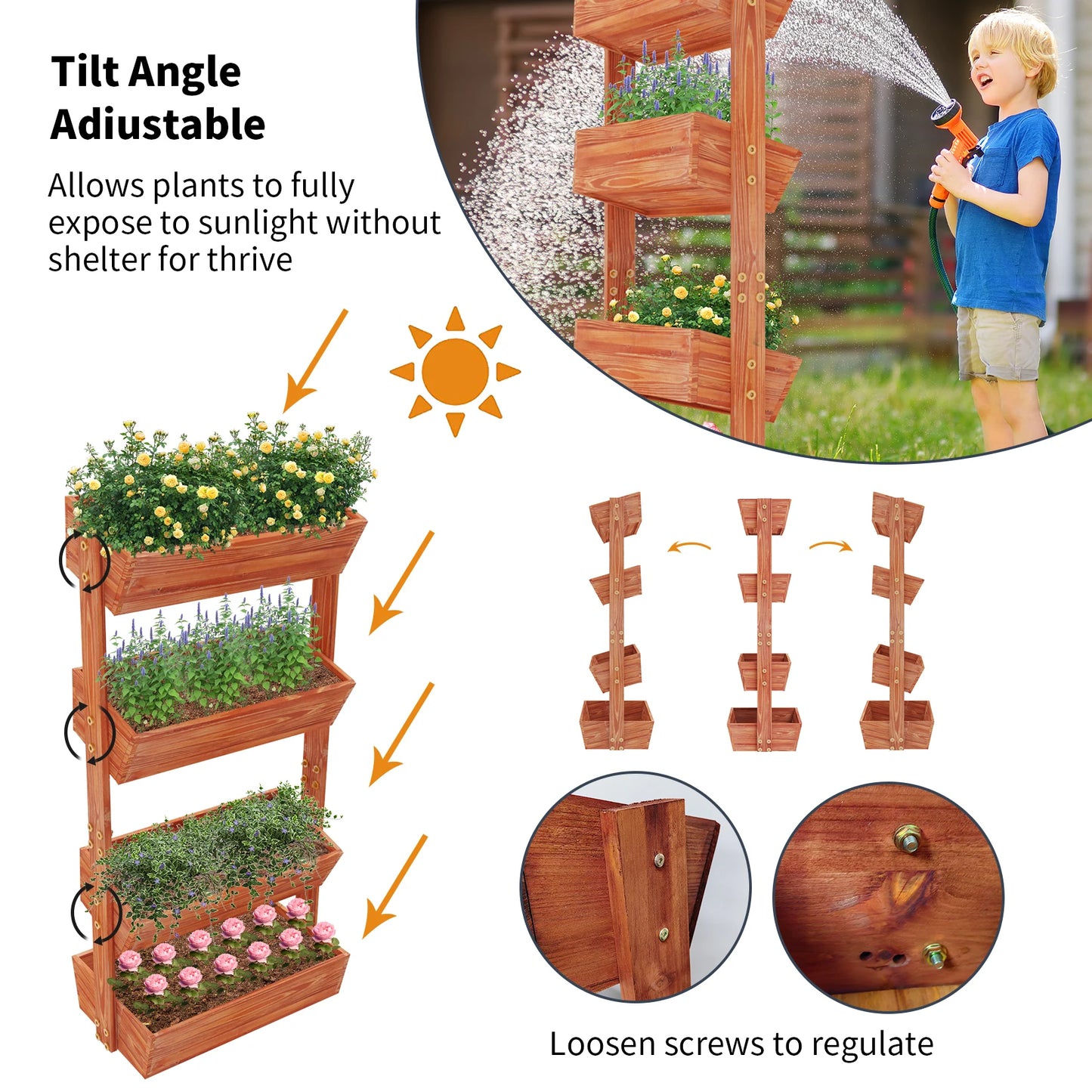 4-Tier Raised Garden Bed, Vertical Flower Pots Rack