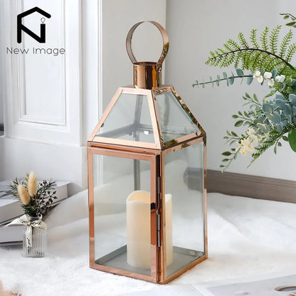 Rose Gold Stainless Steel Candle Holder Decorative Lanterns