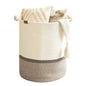 Cotton Rope Laundry Basket,with Wooden Beads Handles
