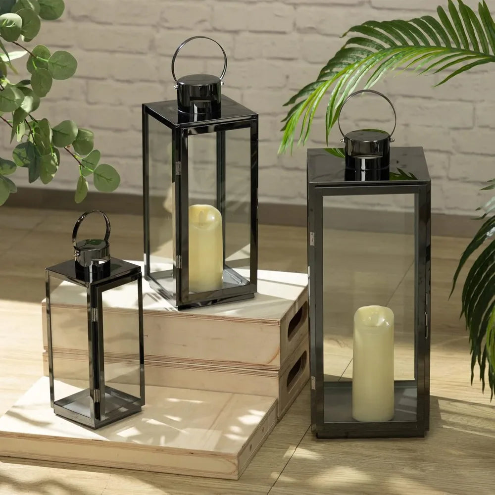 Set of 3, Hanging Decor Hurricane Lantern Candle Holder