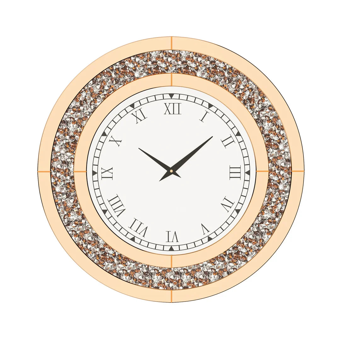 Wall Clock Mirror Clock Sparkle Bling Round Diamond