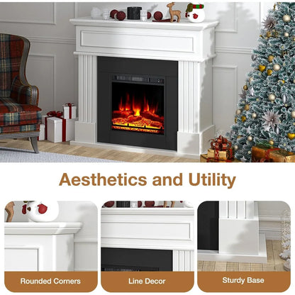 42''W Electric Fireplace with Mantel, Stand with 18’’ Electric Heater