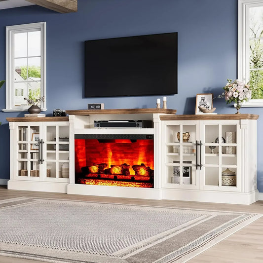 97" TV Stand with 33" Fireplace for TVs up to 100"