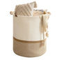 Cotton Rope Laundry Basket,with Wooden Beads Handles