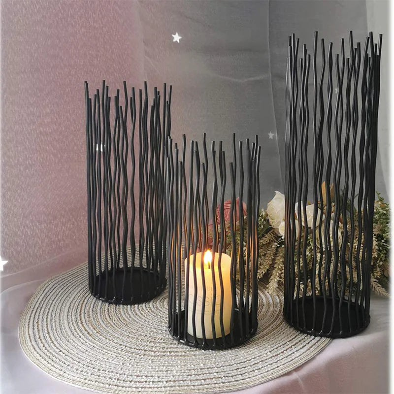 8/10/12 inches, 3 metal wire willow candle holders