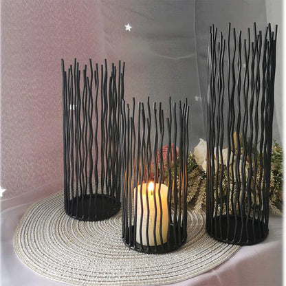 8/10/12 inches, 3 metal wire willow candle holders