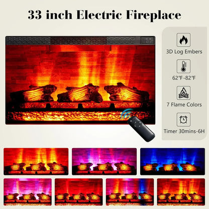97" TV Stand with 33" Fireplace for TVs up to 100"