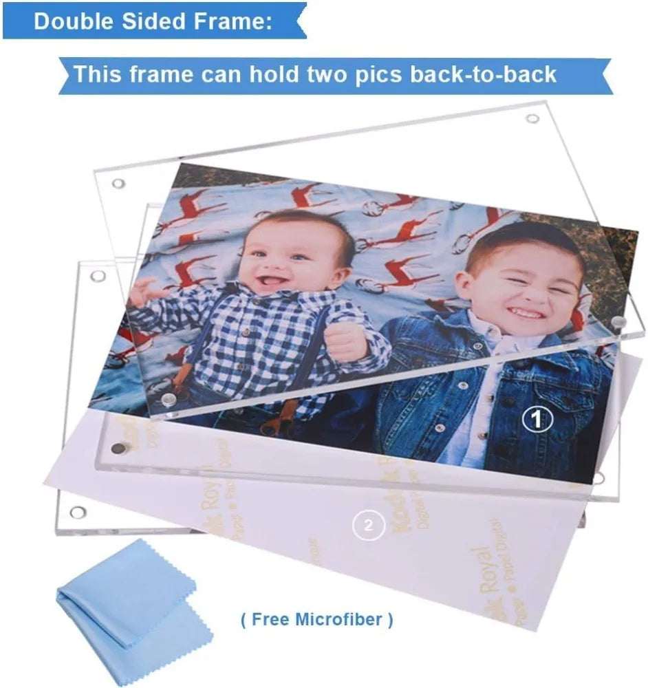 5 Pack Acrylic e Picture 5 x7 Clear Double Sided Magnetic Picture Frameless