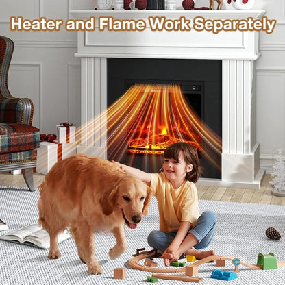 42''W Electric Fireplace with Mantel, Stand with 18’’ Electric Heater