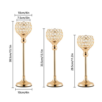 Gold and Silver Crystal Holders for Wedding Centerpieces, 5PCs per Set