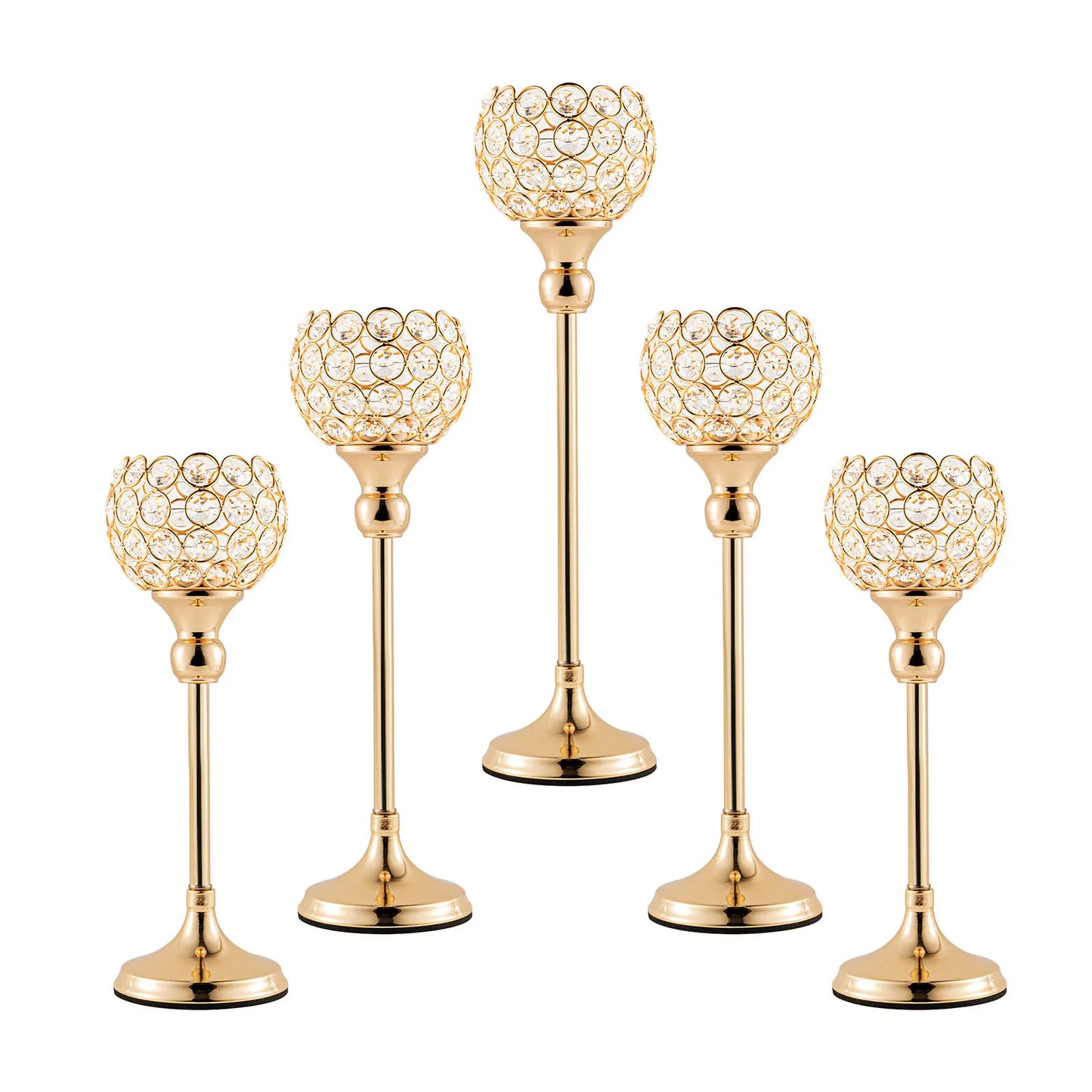 Gold and Silver Crystal Holders for Wedding Centerpieces, 5PCs per Set