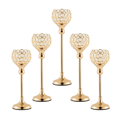 Gold and Silver Crystal Holders for Wedding Centerpieces, 5PCs per Set
