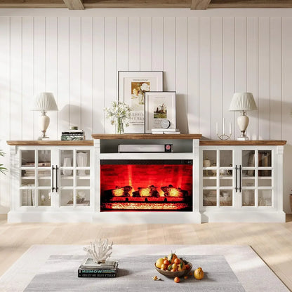 97" TV Stand with 33" Fireplace for TVs up to 100"