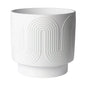 12" White Ceramic Planter Grooved Wave Design Indoor Flower Pot with Drainage Plug