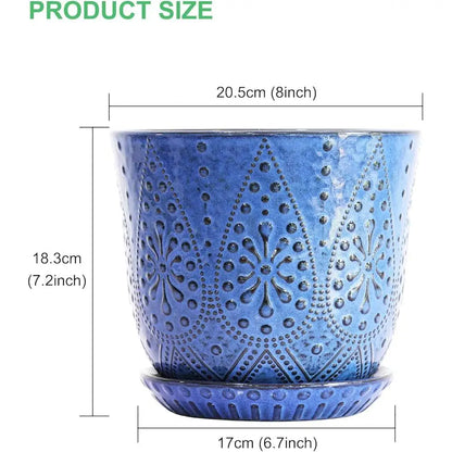 8 Inch Ceramic Plant Pot with Drainage Holes
