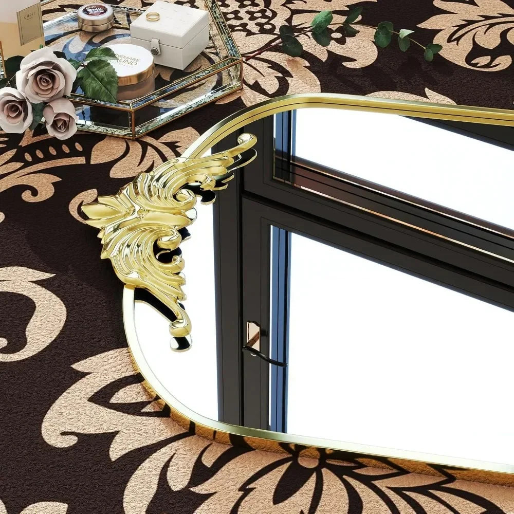 21"x64" Gold Arched Full-Length Mirror with Stand