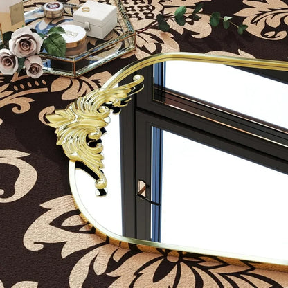 21"x64" Gold Arched Full-Length Mirror with Stand