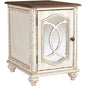 End Table, White/Brown Wood