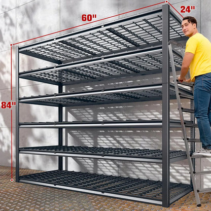 60" W x 84" H x 24" Storage Shelves 6 Tier Metal Adjustable
