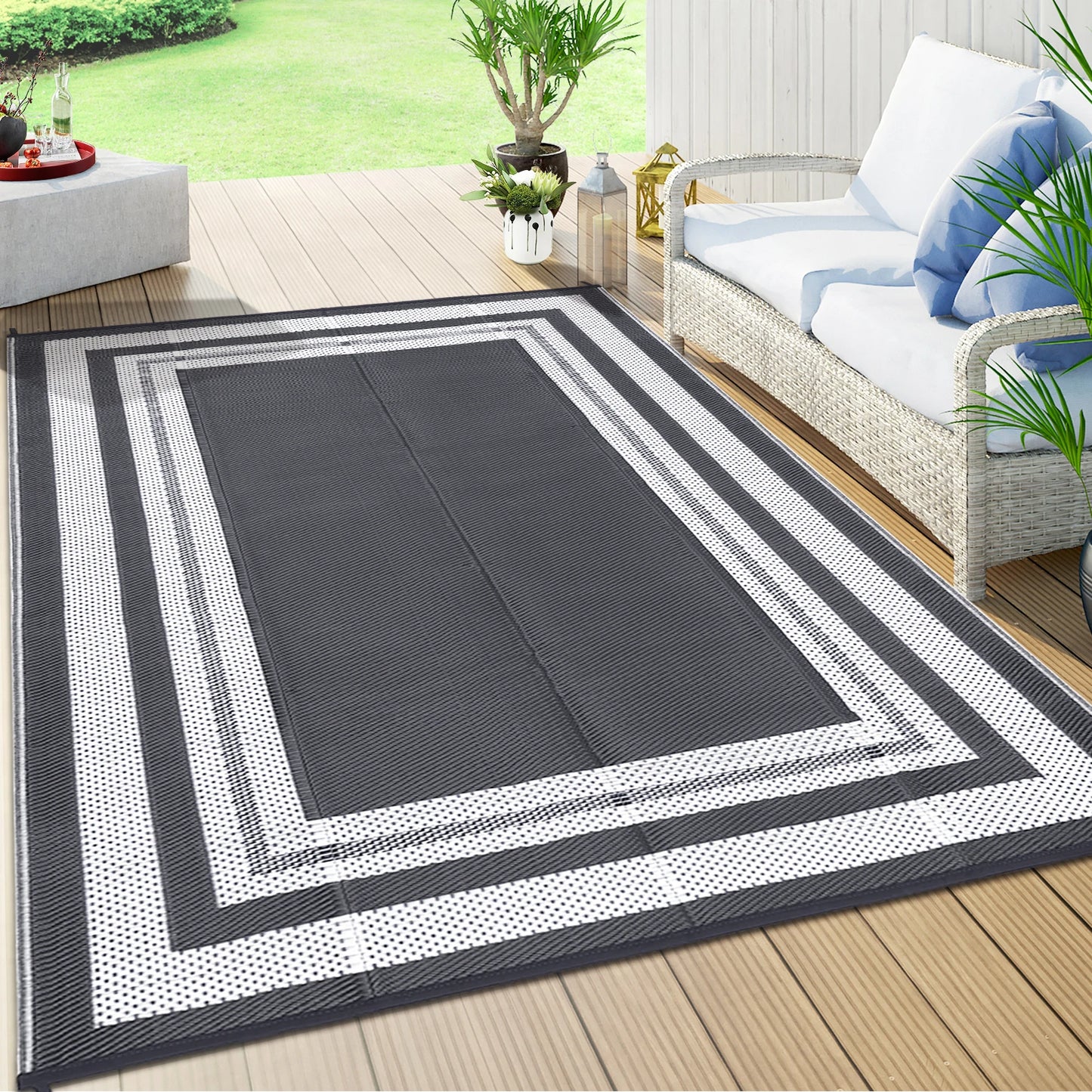 5x8 Reversible Mats, Patio Clearance Solid Border Carpet Reversible