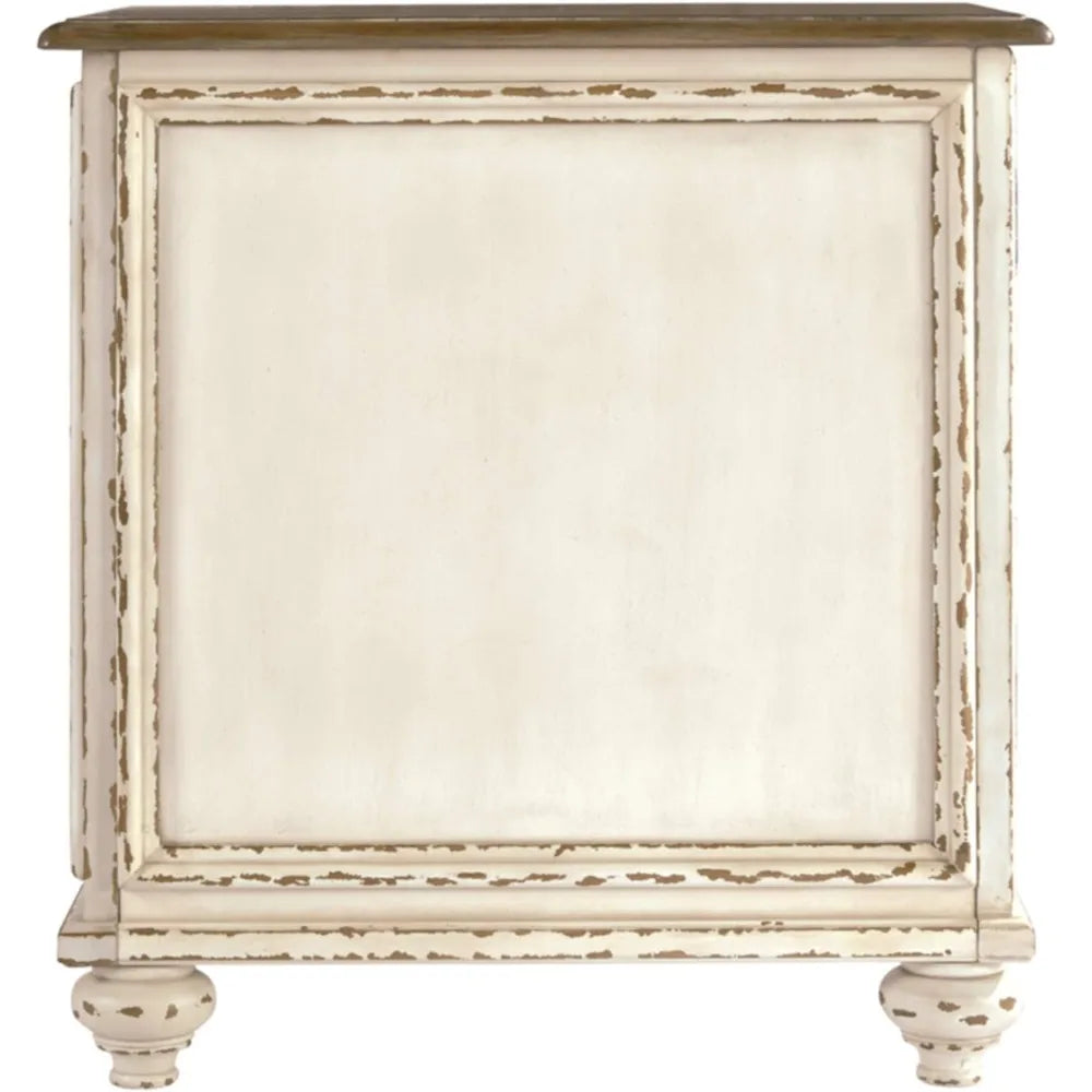 End Table, White/Brown Wood