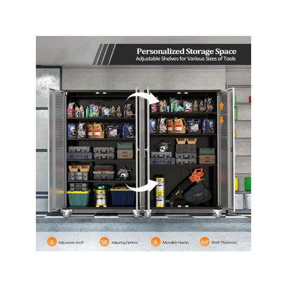 Metal Storage Cabinet With Pegboards Locking Doors